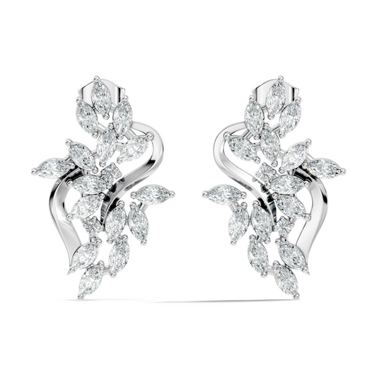Unique Marquise And Round Cut Diamond Stud  Earring Vintage Antique Affordable Stud Earring Gift For Women's In 14K Solid Gold - HIGHCARAT DIAMONDS