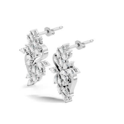 Unique Marquise And Round Cut Diamond Stud  Earring Vintage Antique Affordable Stud Earring Gift For Women's In 14K Solid Gold - HIGHCARAT DIAMONDS
