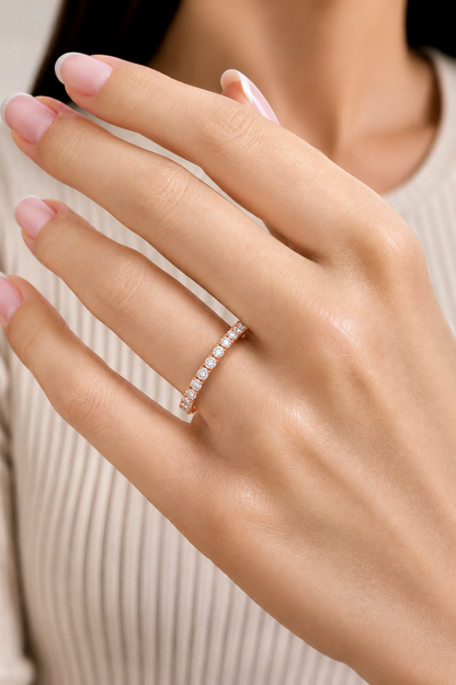0.73 CT Round Cut Elegant Prong Set Labgrown Or Natural Diamond Wedding Band For Women's - HIGHCARAT DIAMONDS