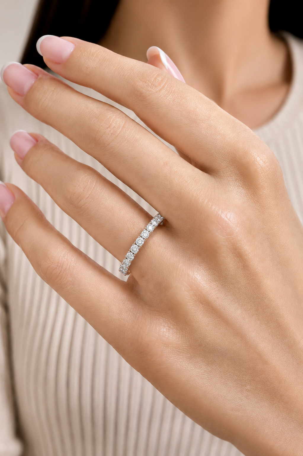 0.73 CT Round Cut Elegant Prong Set Labgrown Or Natural Diamond Wedding Band For Women's - HIGHCARAT DIAMONDS
