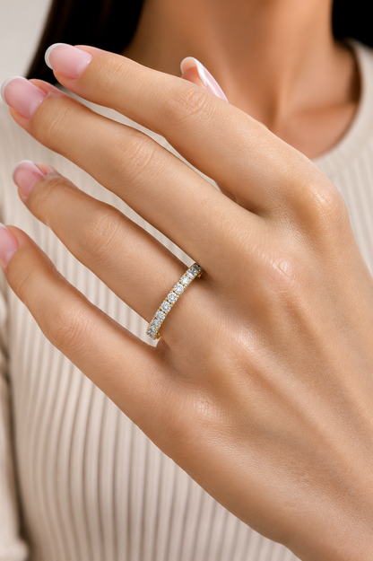 0.73 CT Round Cut Elegant Prong Set Labgrown Or Natural Diamond Wedding Band For Women's - HIGHCARAT DIAMONDS