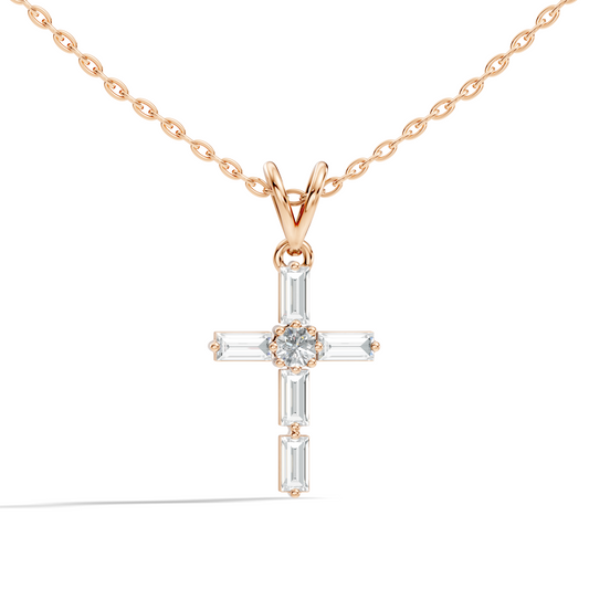 0.76 CT Baguette Cut Unisex Cross Pendant Elegant Eco-Friendly Lab-Grown Diamond Gift