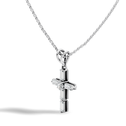 0.76 CT Baguette Cut Unisex Cross Pendant Elegant Eco-Friendly Lab-Grown Diamond Gift