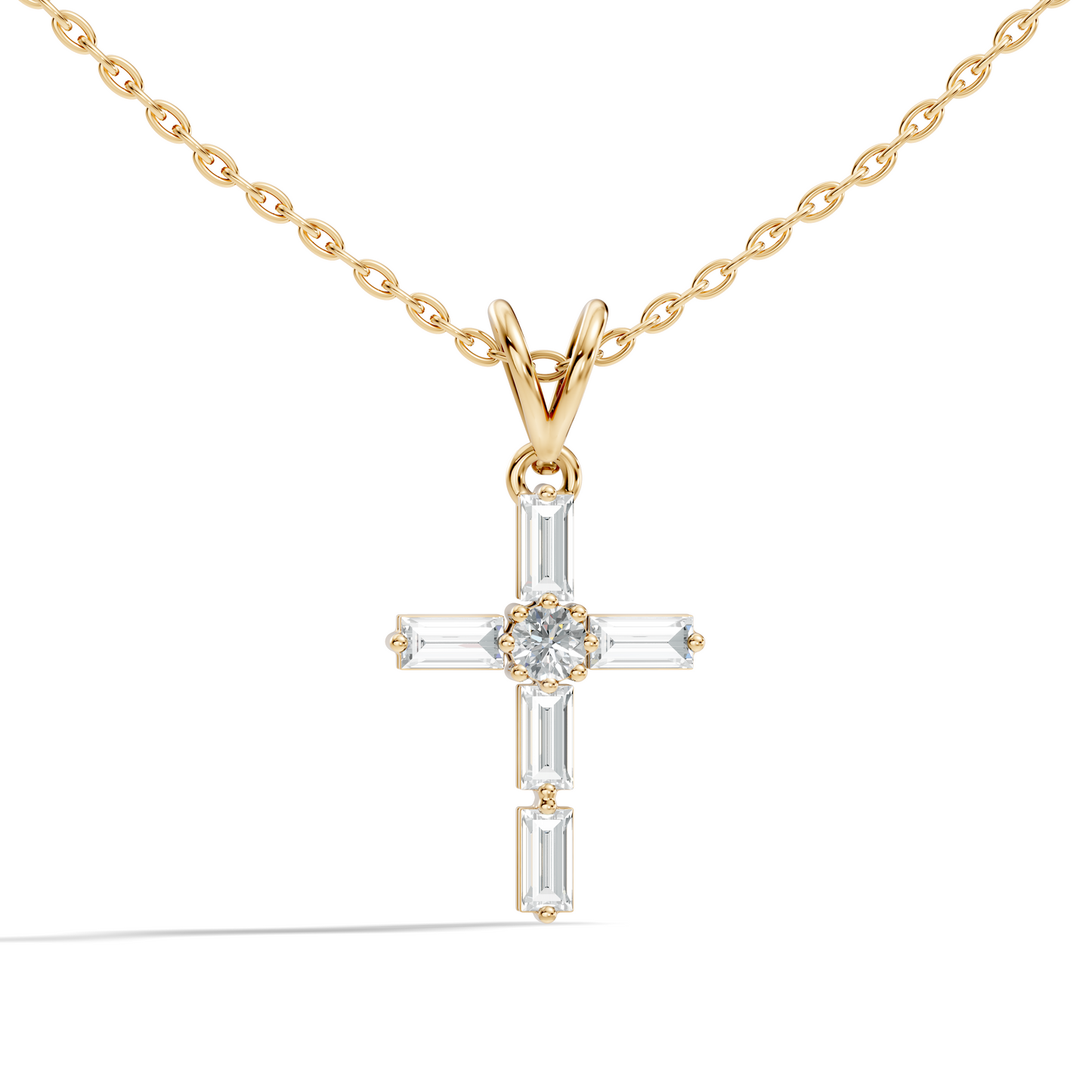 0.76 CT Baguette Cut Unisex Cross Pendant Elegant Eco-Friendly Lab-Grown Diamond Gift
