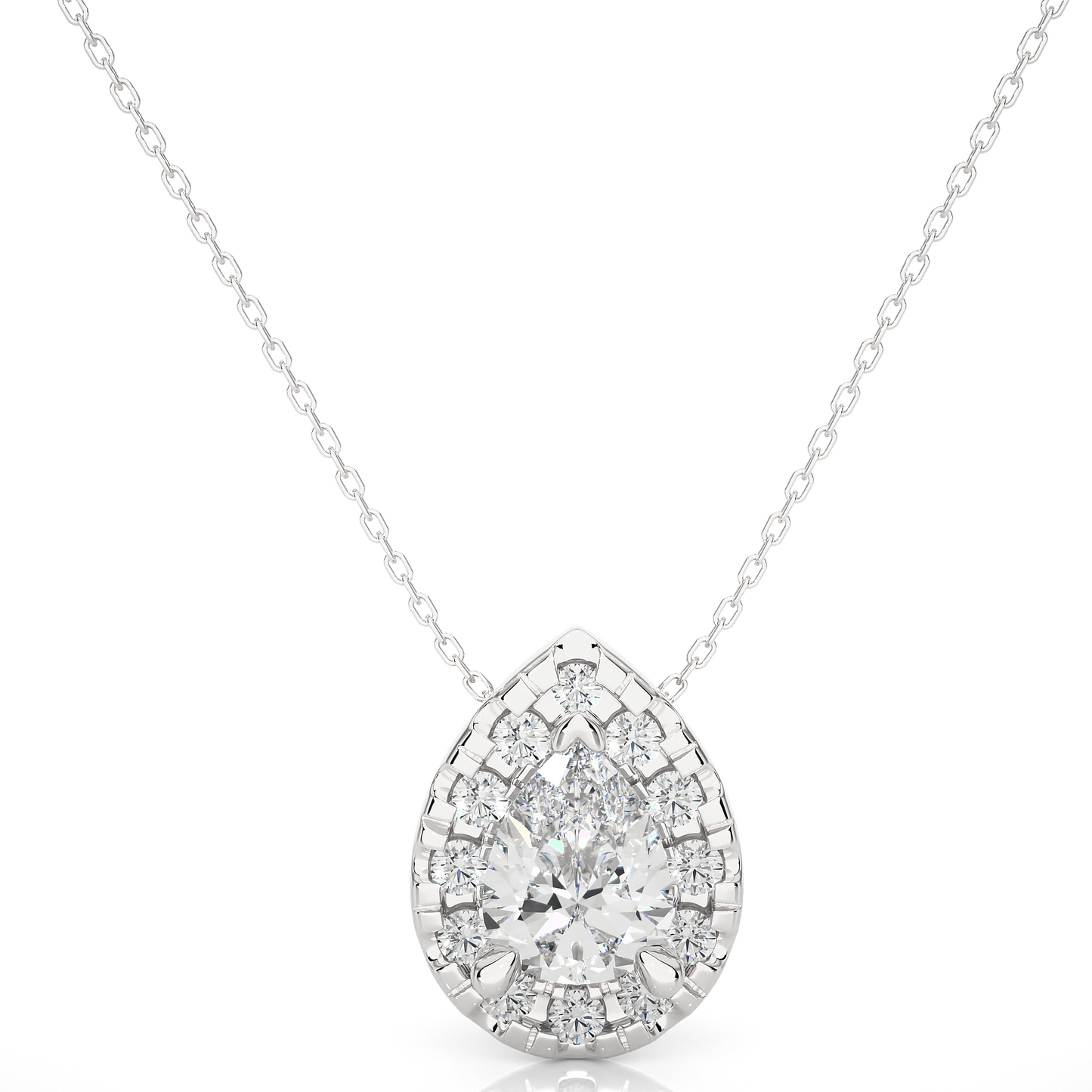 0.79 CT Pear & Round Diamond Shape Pendant Perfect For Weddings & Anniversaries - HIGHCARAT DIAMONDS