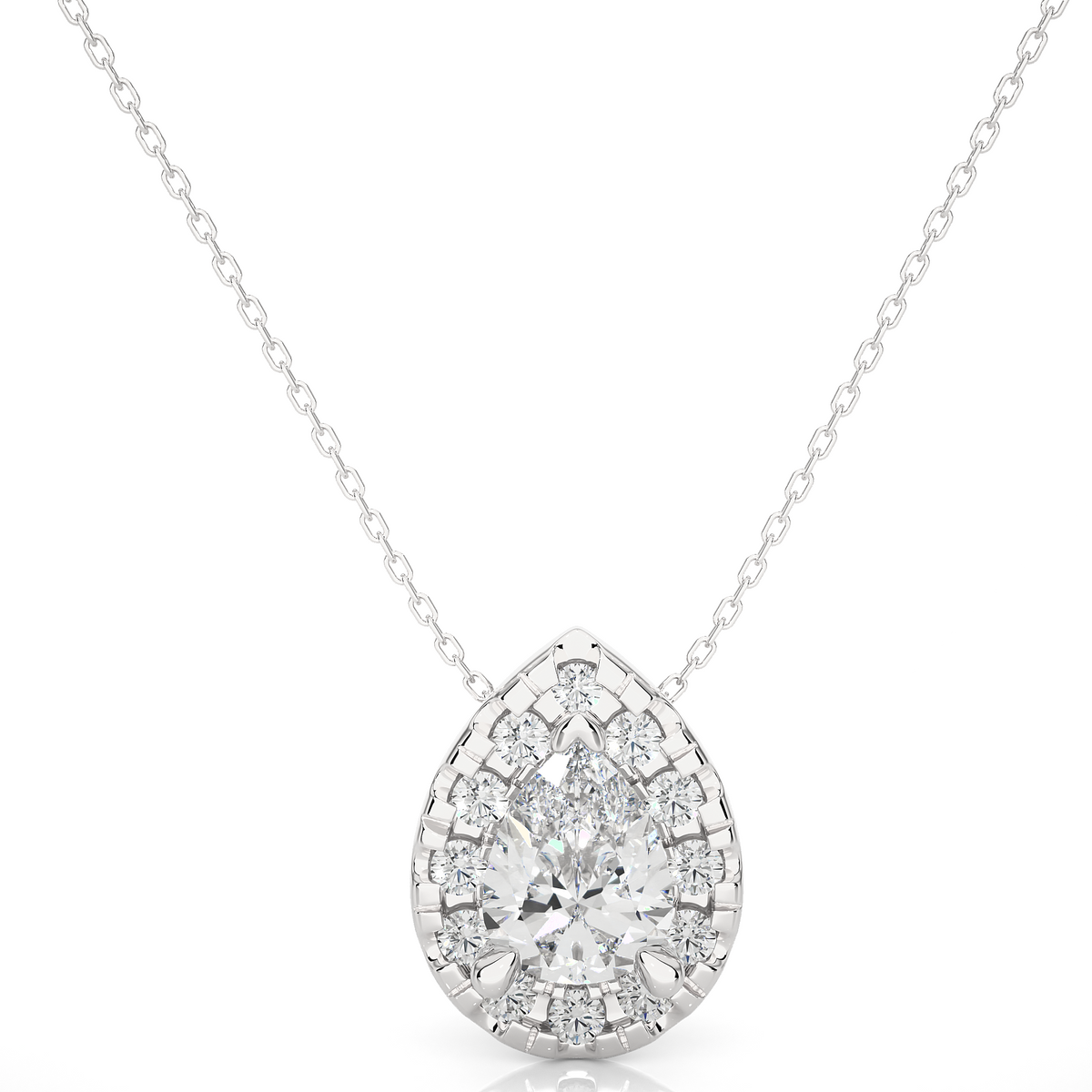 0.79 CT Pear & Round Diamond Shape Pendant Perfect For Weddings & Anniversaries - HIGHCARAT DIAMONDS