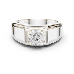 Round One Stone Lab Grown Diamond 14k Solid Rose Gold  Every Wear Stunning Elegance Men's Diamond Ring - HIGHCARAT DIAMONDS