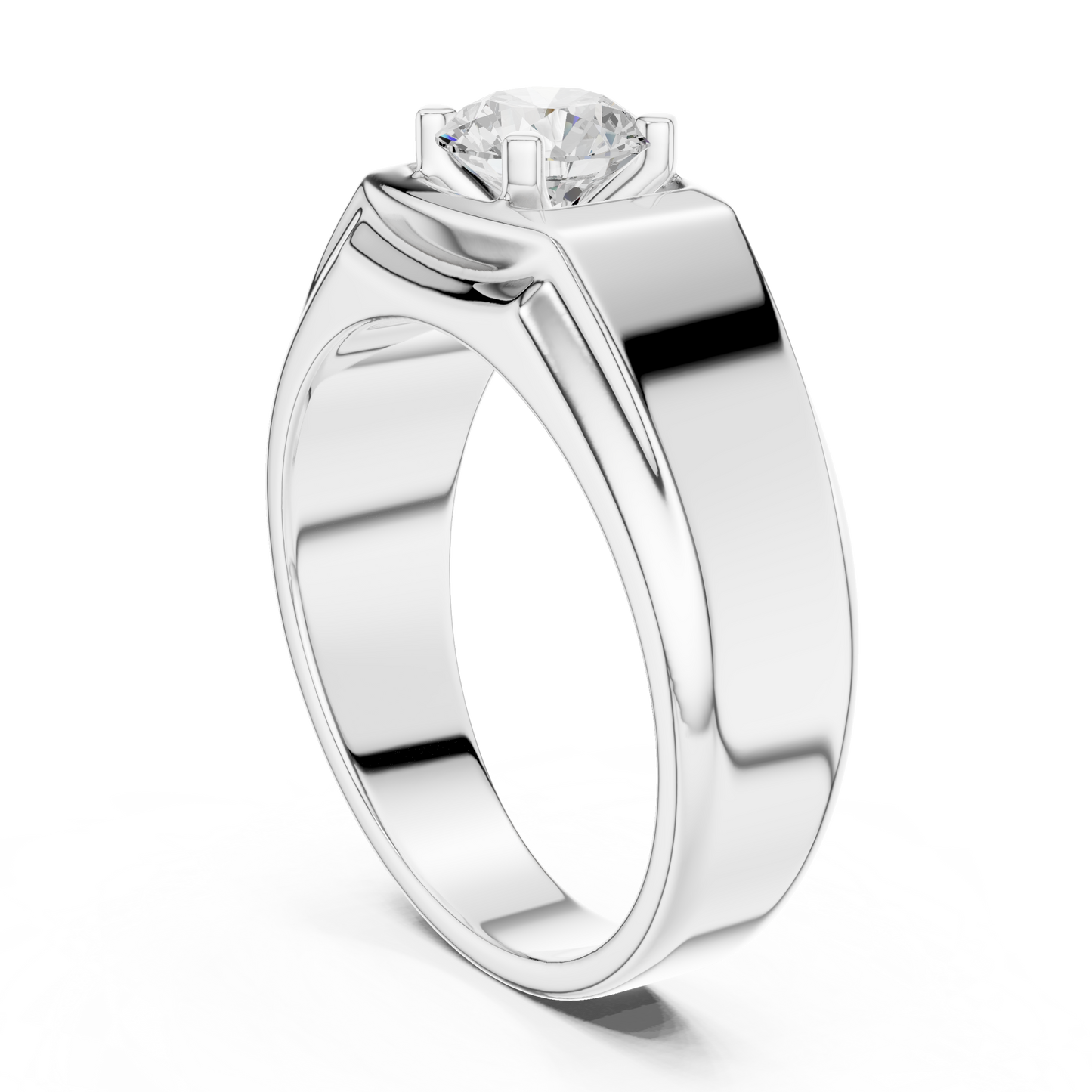 Round One Stone Lab Grown Diamond 14k Solid Rose Gold  Every Wear Stunning Elegance Men's Diamond Ring - HIGHCARAT DIAMONDS