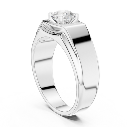 Round One Stone Lab Grown Diamond 14k Solid Rose Gold  Every Wear Stunning Elegance Men's Diamond Ring - HIGHCARAT DIAMONDS