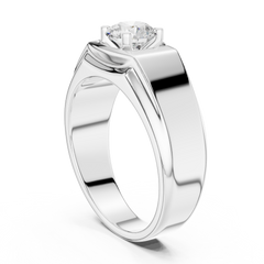 Round One Stone Lab Grown Diamond 14k Solid Rose Gold  Every Wear Stunning Elegance Men's Diamond Ring - HIGHCARAT DIAMONDS