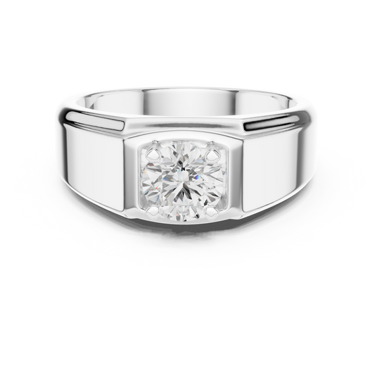 Round One Stone Lab Grown Diamond 14k Solid Rose Gold  Every Wear Stunning Elegance Men's Diamond Ring - HIGHCARAT DIAMONDS