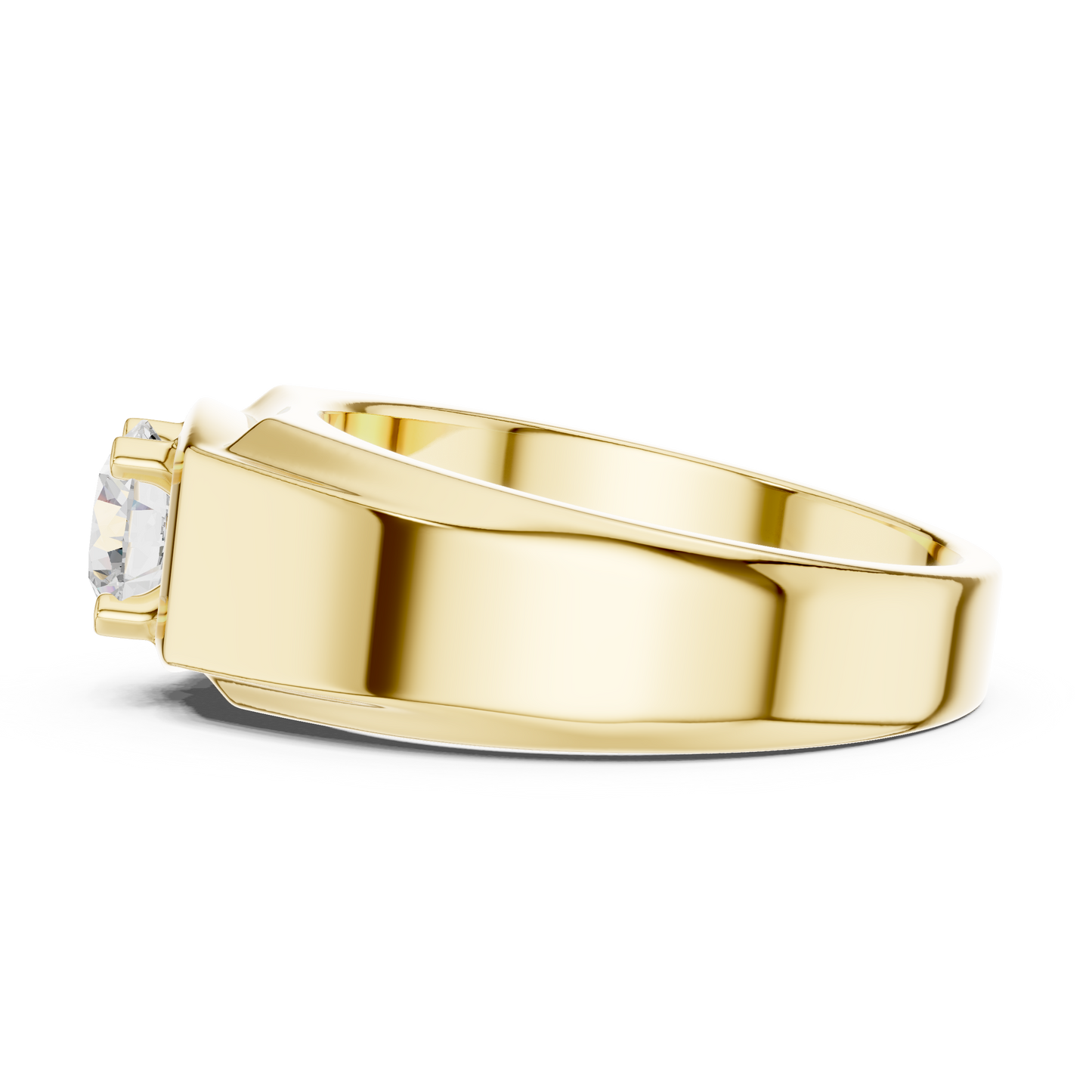 Round One Stone Lab Grown Diamond 14k Solid Rose Gold  Every Wear Stunning Elegance Men's Diamond Ring - HIGHCARAT DIAMONDS