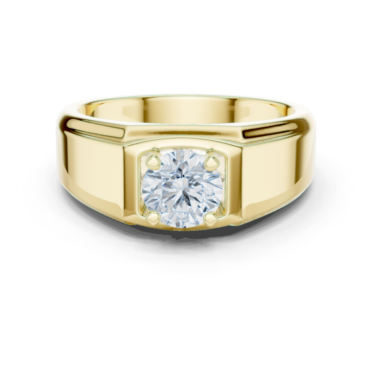 Round One Stone Lab Grown Diamond 14k Solid Rose Gold  Every Wear Stunning Elegance Men's Diamond Ring - HIGHCARAT DIAMONDS