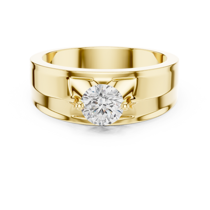 Round Shape Lab Grown Diamond Vintage Art Deco Classic Look Diamond ring For Men - HIGHCARAT DIAMONDS