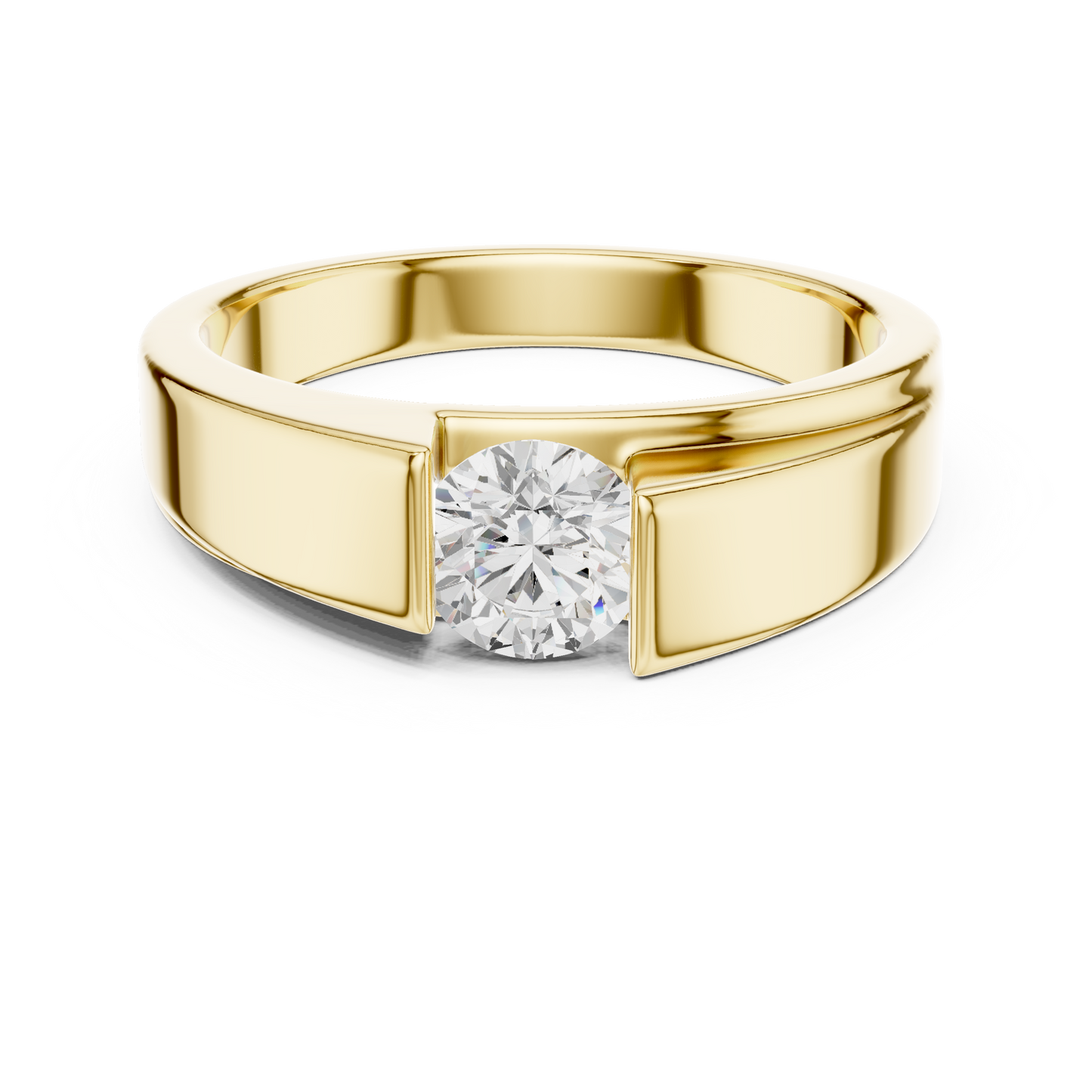 Men's Round Shapes Lab Grown Diamond 14k Solid Gold Stunning Wedding Wear Ring - HIGHCARAT DIAMONDS