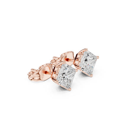 Princess Cut Lab Grown Diamond 18k Solid Gold Party Wear Studs Earrings For Anniversary Gift - HIGHCARAT DIAMONDS