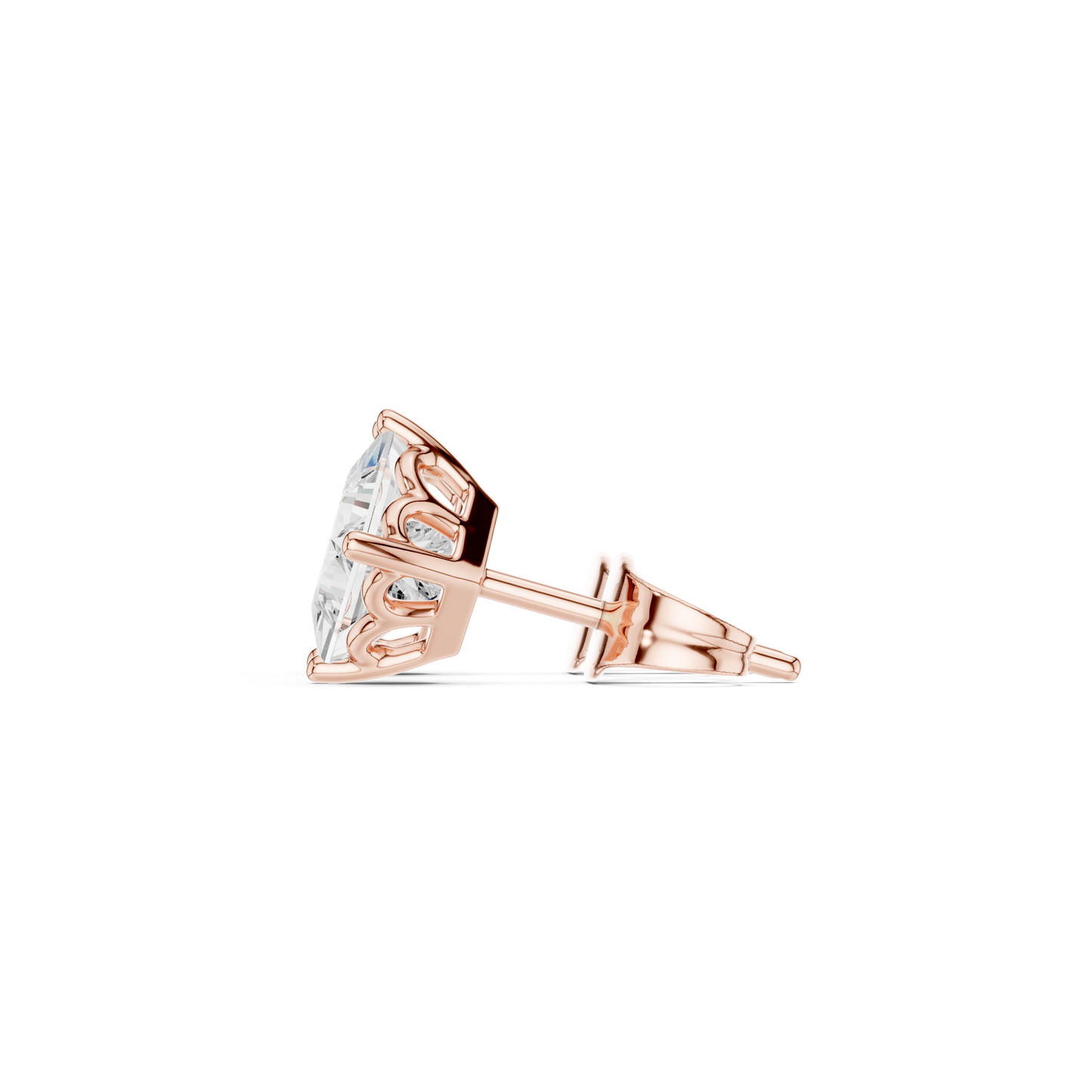 Princess Cut Lab Grown Diamond 18k Solid Gold Party Wear Studs Earrings For Anniversary Gift - HIGHCARAT DIAMONDS