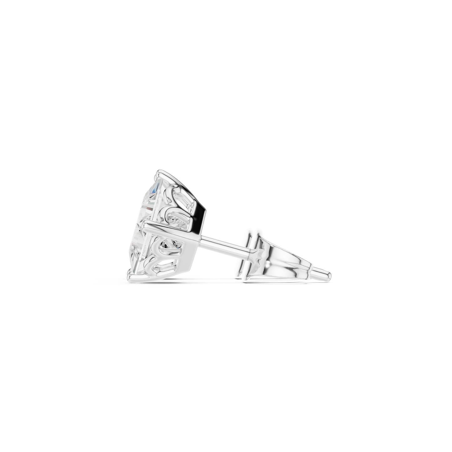 Princess Cut Lab Grown Diamond 18k Solid Gold Party Wear Studs Earrings For Anniversary Gift - HIGHCARAT DIAMONDS