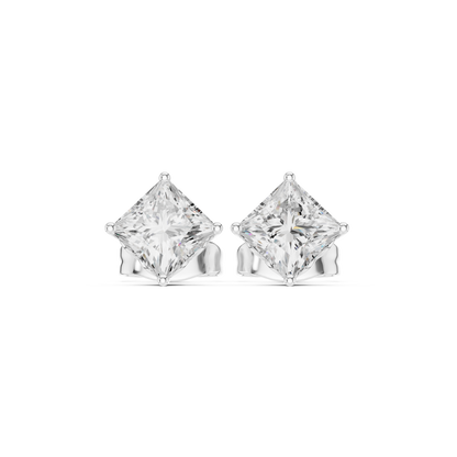 Princess Cut Lab Grown Diamond 18k Solid Gold Party Wear Studs Earrings For Anniversary Gift - HIGHCARAT DIAMONDS