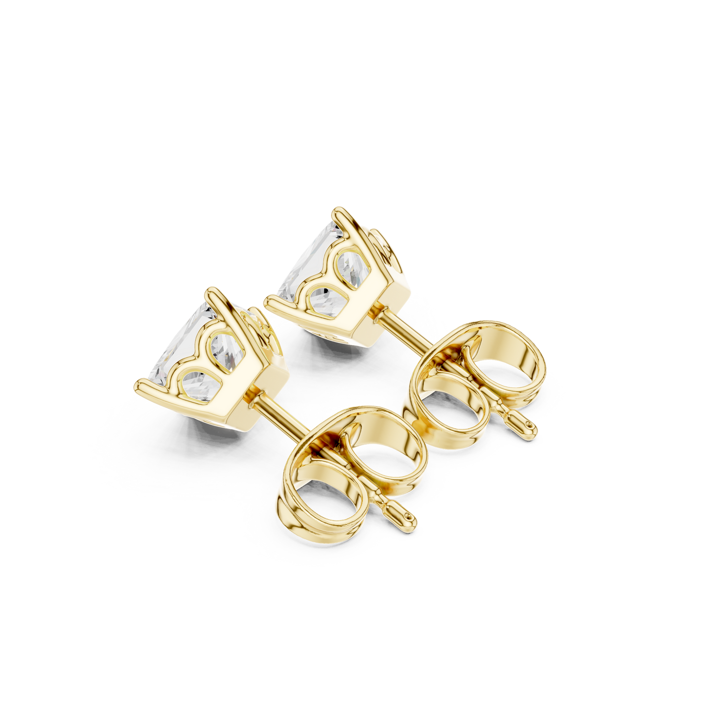 Princess Cut Lab Grown Diamond 18k Solid Gold Party Wear Studs Earrings For Anniversary Gift - HIGHCARAT DIAMONDS