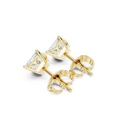 Princess Cut Lab Grown Diamond 18k Solid Gold Party Wear Studs Earrings For Anniversary Gift - HIGHCARAT DIAMONDS