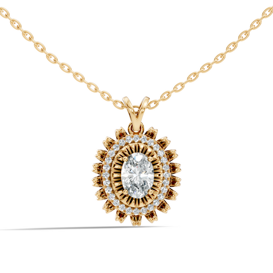 0.89 CT Round Lab-Grown Diamond Pendant In 14K Solid Yellow Gold Gift - HIGHCARAT DIAMONDS