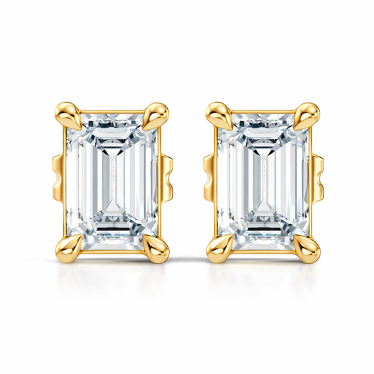 0.92 Carat Emerald Cut Lab-Grown Diamond Stud Earrings Eco-Friendly Gift For Her - HIGHCARAT DIAMONDS
