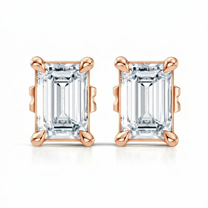 0.92 Carat Emerald Cut Lab-Grown Diamond Stud Earrings Eco-Friendly Gift For Her - HIGHCARAT DIAMONDS
