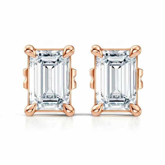 0.92 Carat Emerald Cut Lab-Grown Diamond Stud Earrings Eco-Friendly Gift For Her - HIGHCARAT DIAMONDS