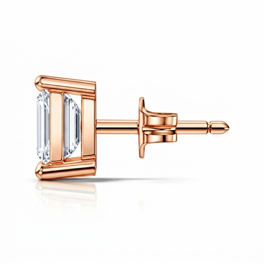 0.92 Carat Emerald Cut Lab-Grown Diamond Stud Earrings Eco-Friendly Gift For Her - HIGHCARAT DIAMONDS