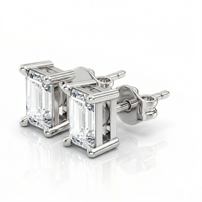 0.92 Carat Emerald Cut Lab-Grown Diamond Stud Earrings Eco-Friendly Gift For Her - HIGHCARAT DIAMONDS