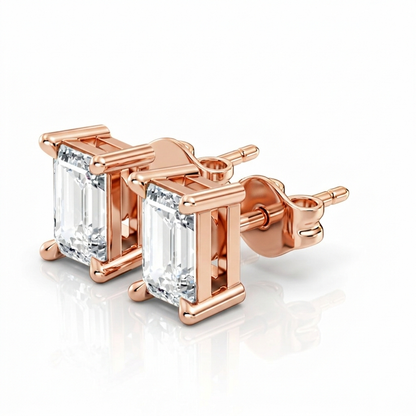 0.92 Carat Emerald Cut Lab-Grown Diamond Stud Earrings Eco-Friendly Gift For Her - HIGHCARAT DIAMONDS