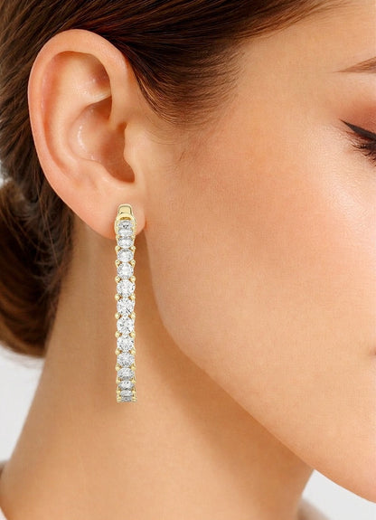 0.92 CT Round Shaped huggie Hoop Labgrown And Natural Diamond Vintage Earrings For Someone Special - HIGHCARAT DIAMONDS #wearthelook