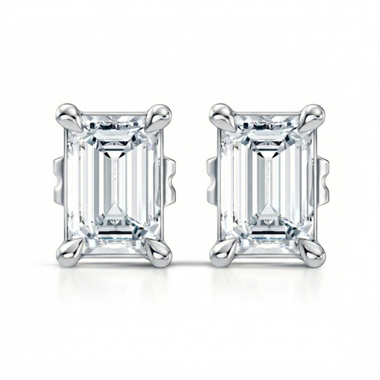 0.92 Carat Emerald Cut Lab-Grown Diamond Stud Earrings Eco-Friendly Gift For Her - HIGHCARAT DIAMONDS