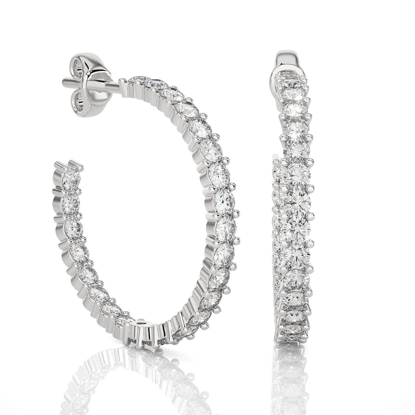 0.92 CT Round Shaped huggie Hoop Labgrown And Natural Diamond Vintage Earrings For Someone Special - HIGHCARAT DIAMONDS
