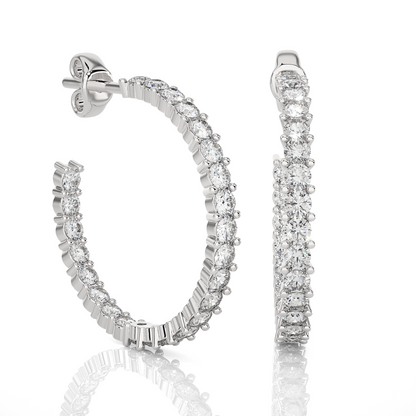 0.92 CT Round Shaped huggie Hoop Labgrown And Natural Diamond Vintage Earrings For Someone Special - HIGHCARAT DIAMONDS