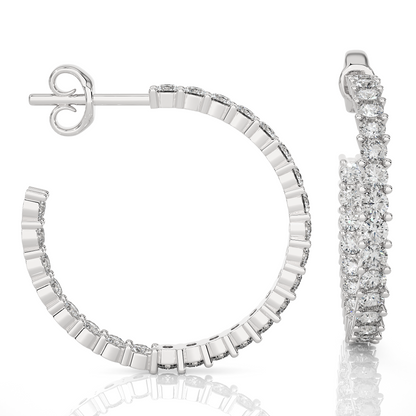 0.92 CT Round Shaped huggie Hoop Labgrown And Natural Diamond Vintage Earrings For Someone Special - HIGHCARAT DIAMONDS
