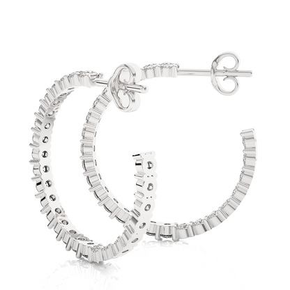 0.92 CT Round Shaped huggie Hoop Labgrown And Natural Diamond Vintage Earrings For Someone Special - HIGHCARAT DIAMONDS