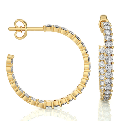 0.92 CT Round Shaped huggie Hoop Labgrown And Natural Diamond Vintage Earrings For Someone Special - HIGHCARAT DIAMONDS