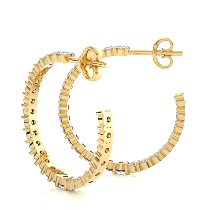 0.92 CT Round Shaped huggie Hoop Labgrown And Natural Diamond Vintage Earrings For Someone Special - HIGHCARAT DIAMONDS