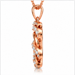 Round Cut Lab Grown Diamond Twisted Open Circle Pendant With Chain