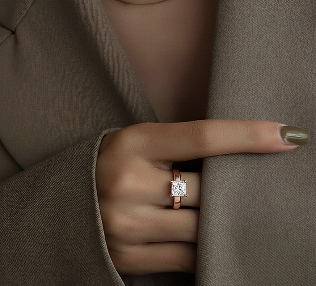 Princess Cut Lab Diamond Solitaire Engagement Ring