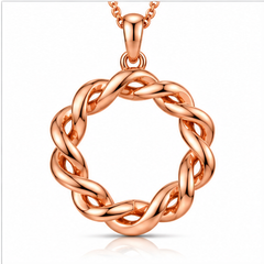 Round Cut Lab Grown Diamond Twisted Open Circle Pendant With Chain