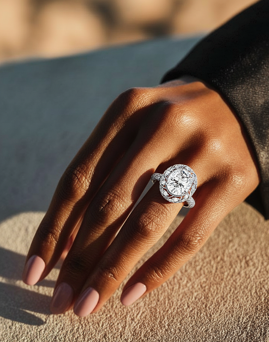 Delicate Oval Lab Diamond Halo Women’s Ring