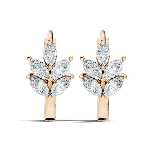 14K Solid Gold 1 Ct Marquise Cut Diamond Hoop Earrings Timeless Women's Jewelry - HIGHCARAT DIAMONDS