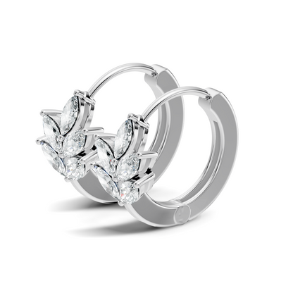 14K Solid Gold 1 Ct Marquise Cut Diamond Hoop Earrings Timeless Women's Jewelry - HIGHCARAT DIAMONDS