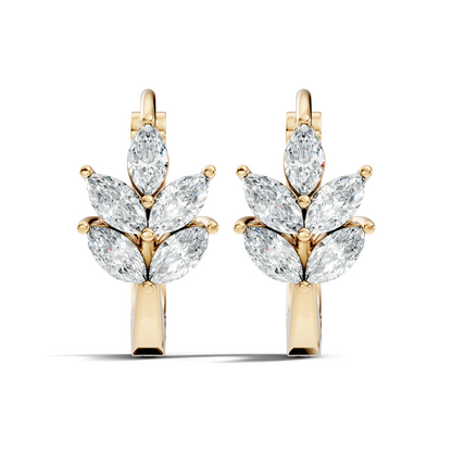 14K Solid Gold 1 Ct Marquise Cut Diamond Hoop Earrings Timeless Women's Jewelry - HIGHCARAT DIAMONDS