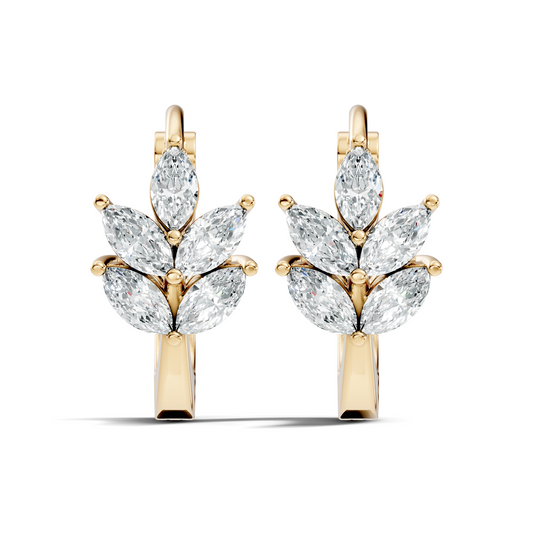 14K Solid Gold 1 Ct Marquise Cut Diamond Hoop Earrings Timeless Women's Jewelry - HIGHCARAT DIAMONDS