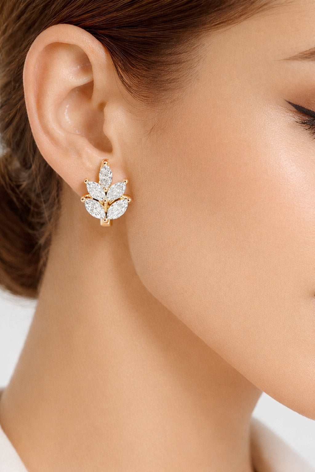 14K Solid Gold 1 Ct Marquise Cut Diamond Hoop Earrings Timeless Women's Jewelry - HIGHCARAT DIAMONDS #wearthelook