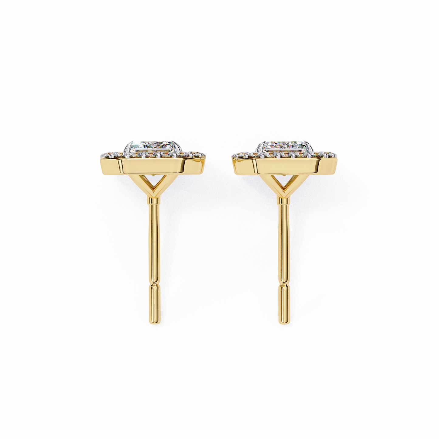 1.00Ct Radiant And Round Cut Diamond Halo Style Delicate Minimalist Stackable Perfect Bridal Stud Earring Gift For Her - HIGHCARAT DIAMONDS